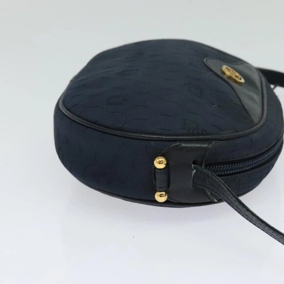 Christian Dior Honeycomb Canvas Shoulder Bag Gold Navy - Picture 4 of 16